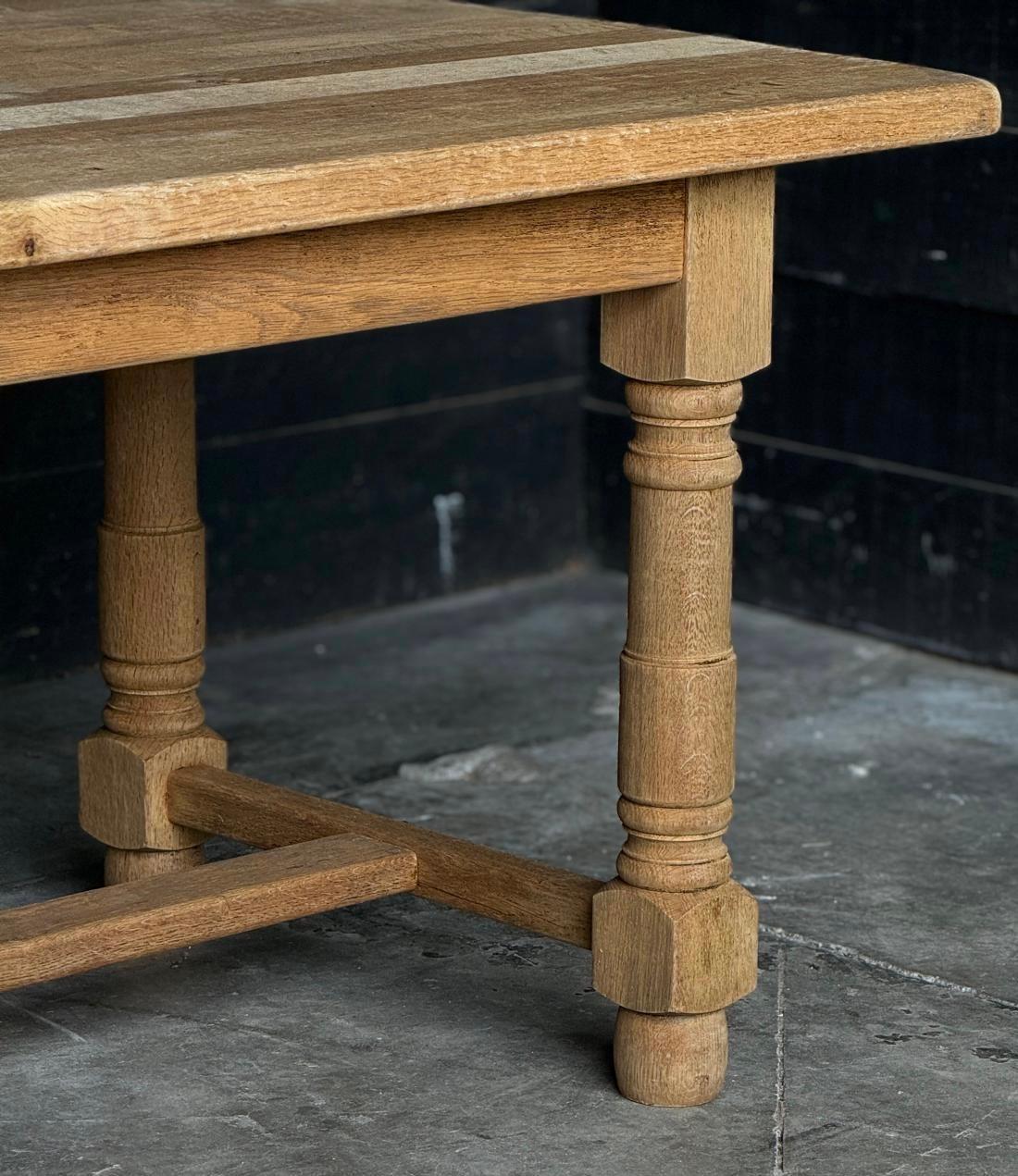 French Bleached Oak Farmhouse Dining Table For Sale 3