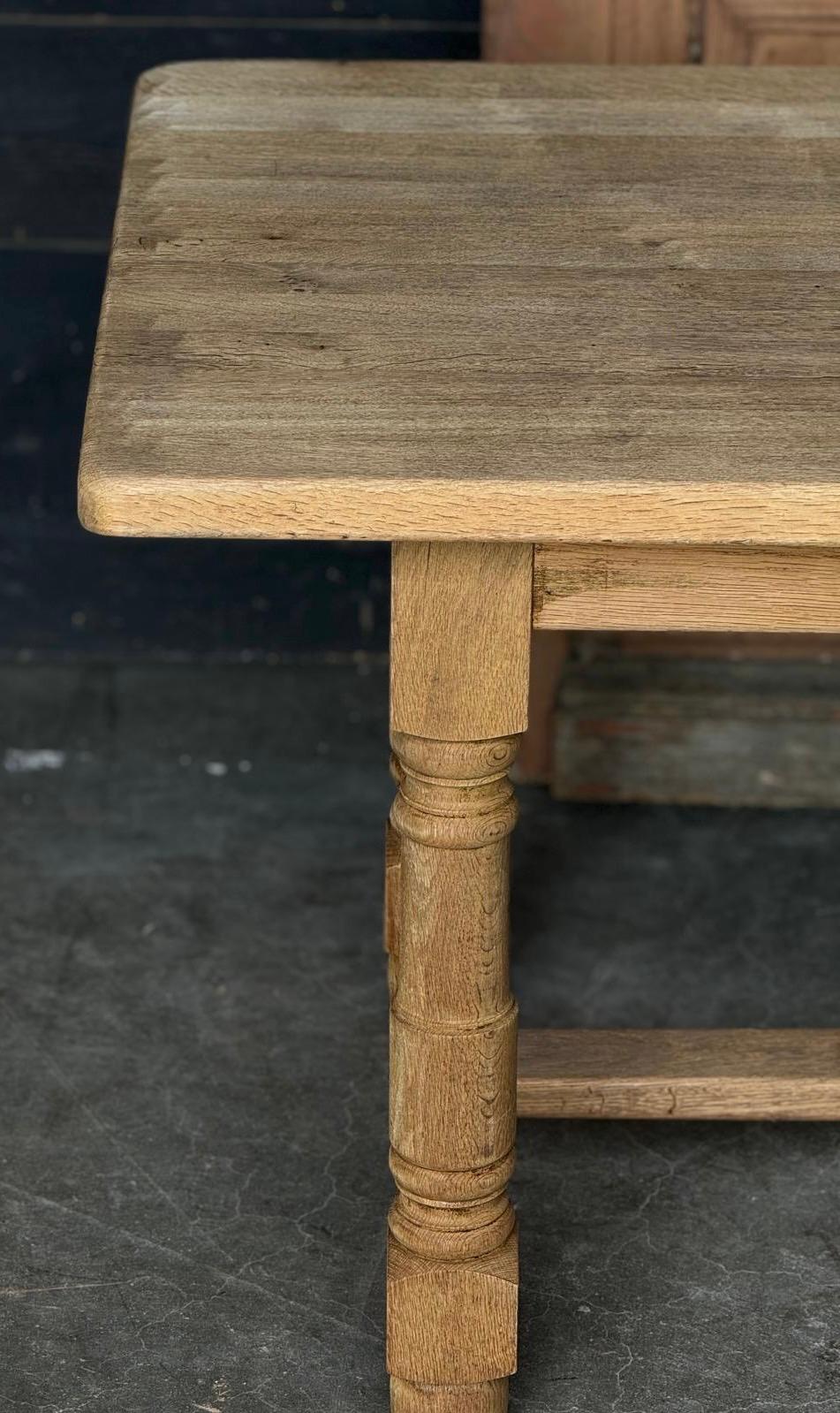 French Bleached Oak Farmhouse Dining Table For Sale 5