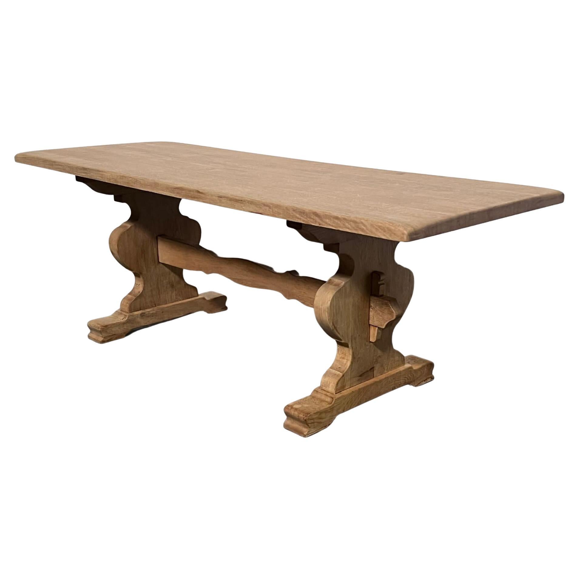 Large Bleached Oak Farmhouse Table at 1stDibs