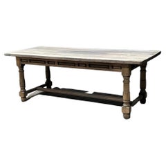 Antique French Bleached Oak Farmhouse Dining Table 