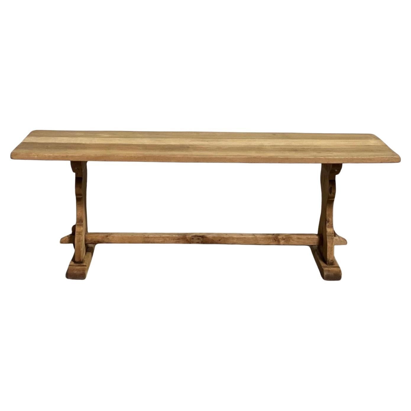 French Bleached Oak Farmhouse Dining Table  For Sale