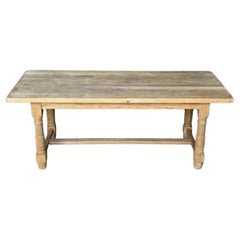 Used French Bleached Oak Farmhouse Dining Table 