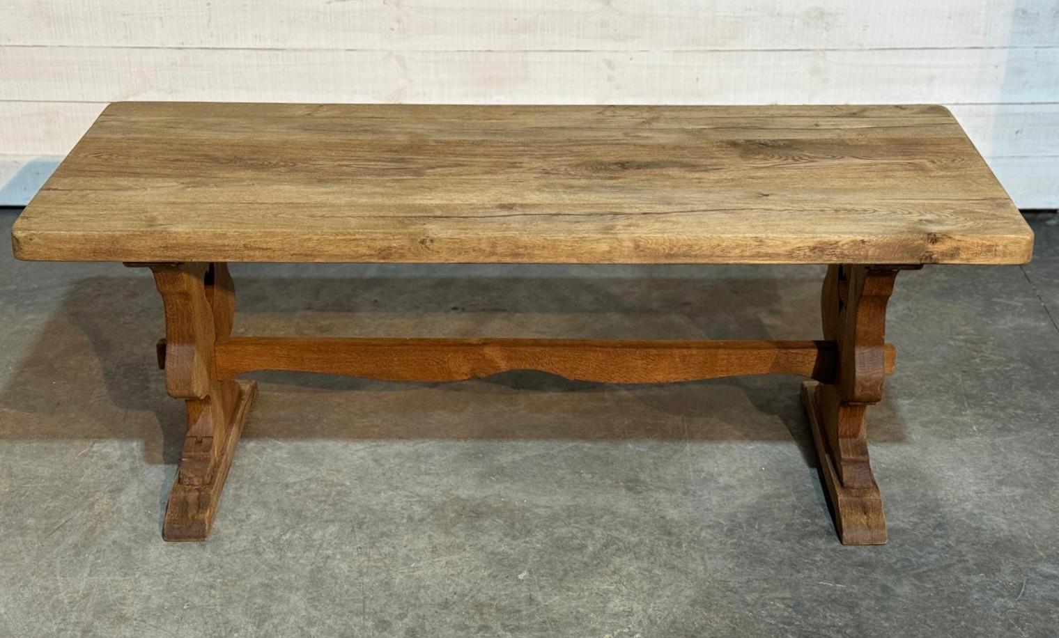 20th Century French Bleached Oak Farmhouse Dining Table (hearts) For Sale