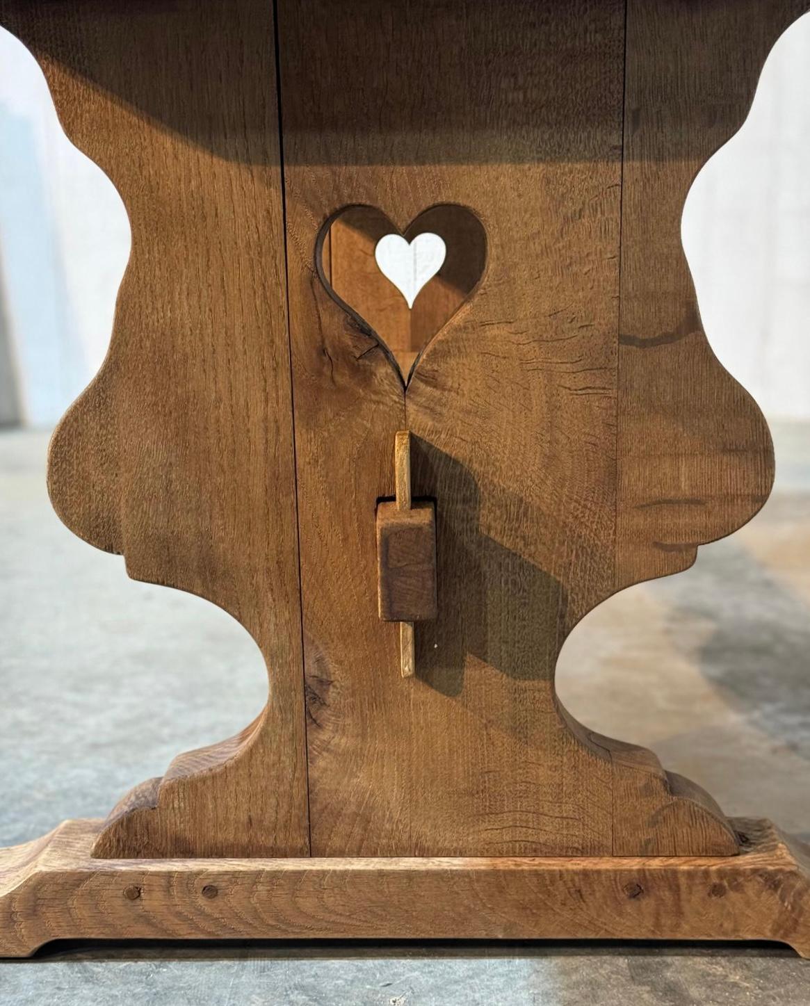 French Bleached Oak Farmhouse Dining Table (hearts) For Sale 1