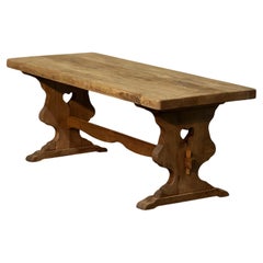 French Bleached Oak Farmhouse Dining Table (hearts)