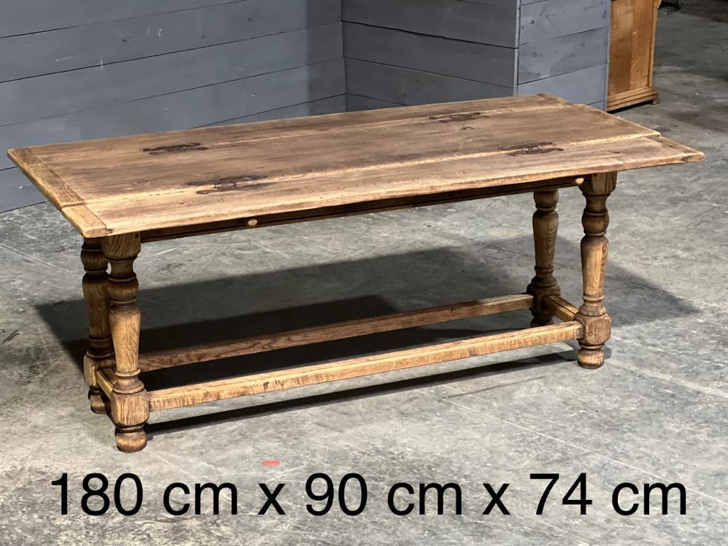 French Bleached Oak Folding Farmhouse Dining Table For Sale 7