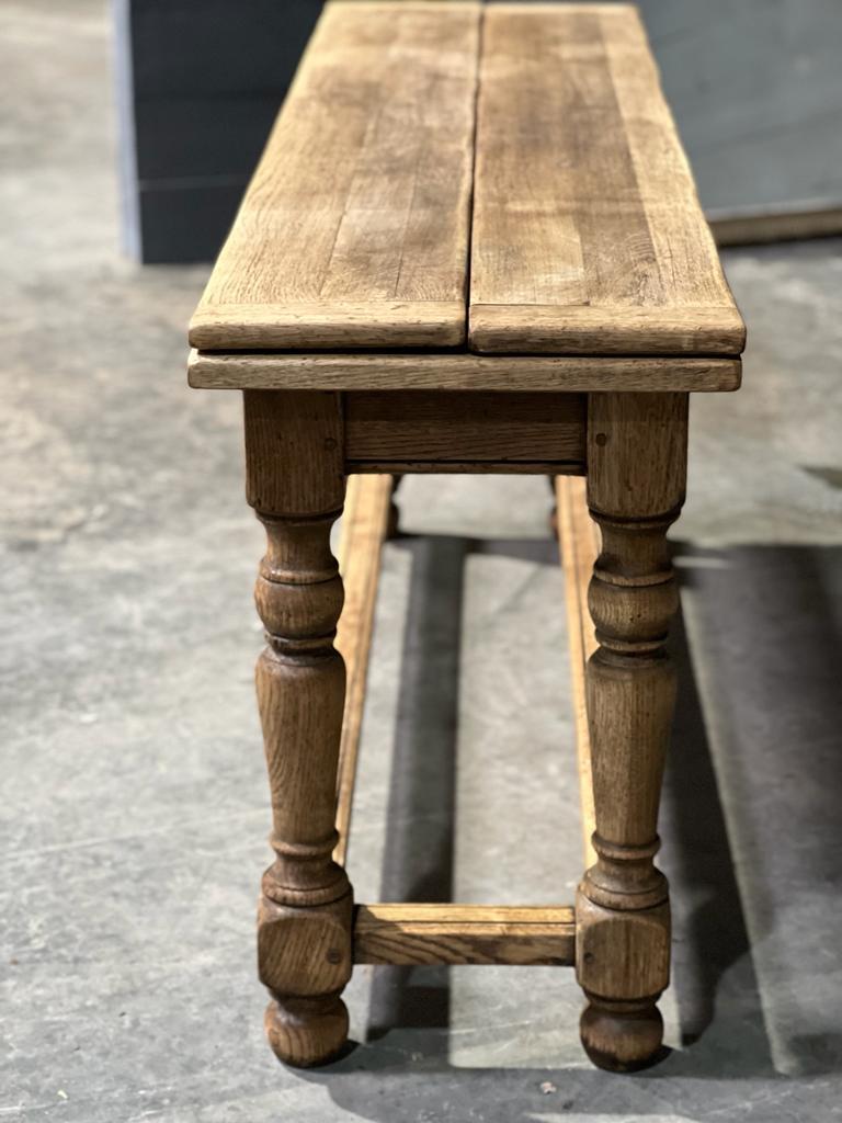 French Bleached Oak Folding Farmhouse Dining Table For Sale 12