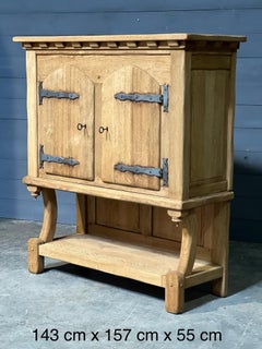 French Bleached Oak Gothic Cabinet