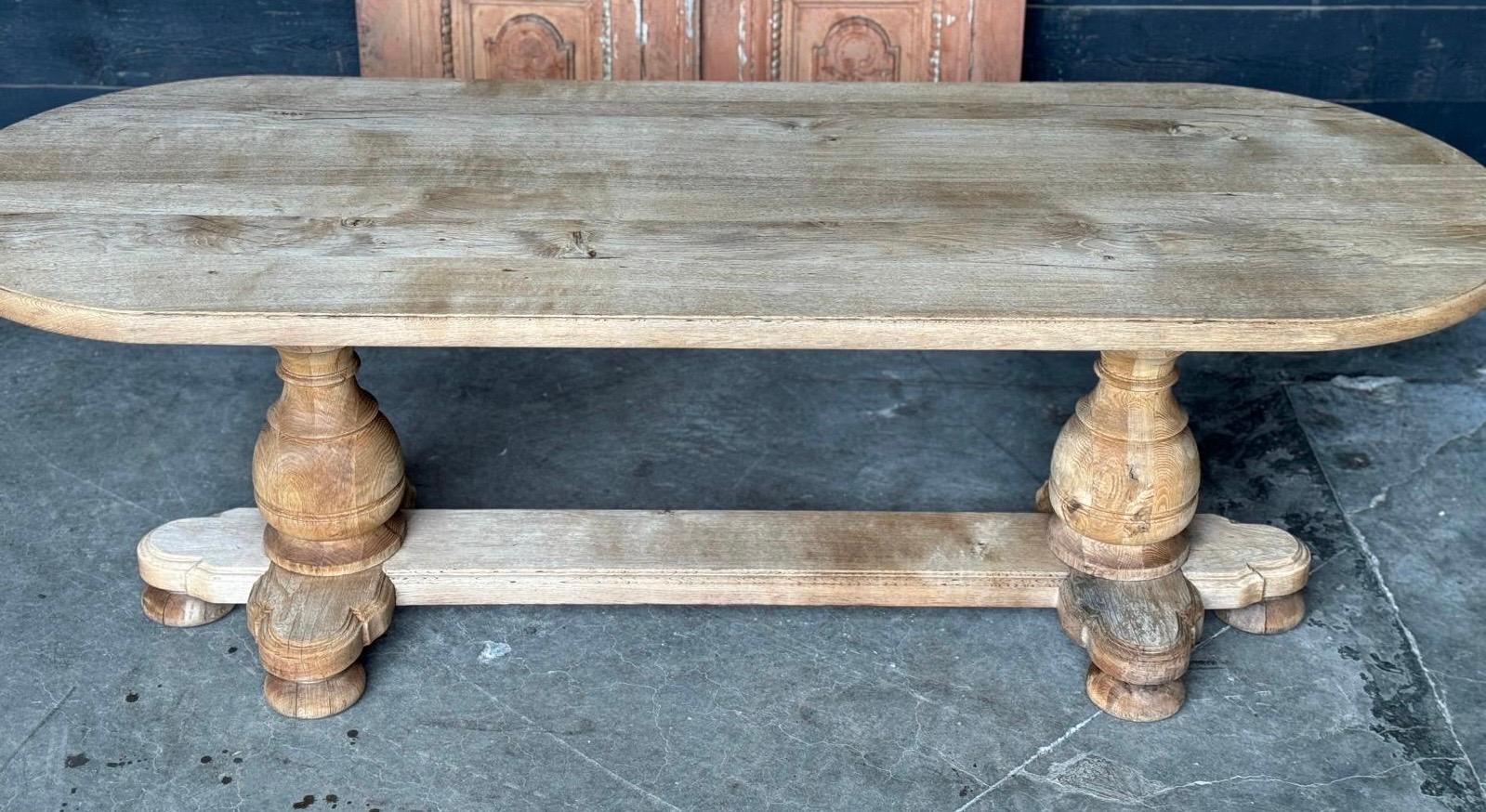 French Bleached Oak Monastery Dining Table For Sale 7