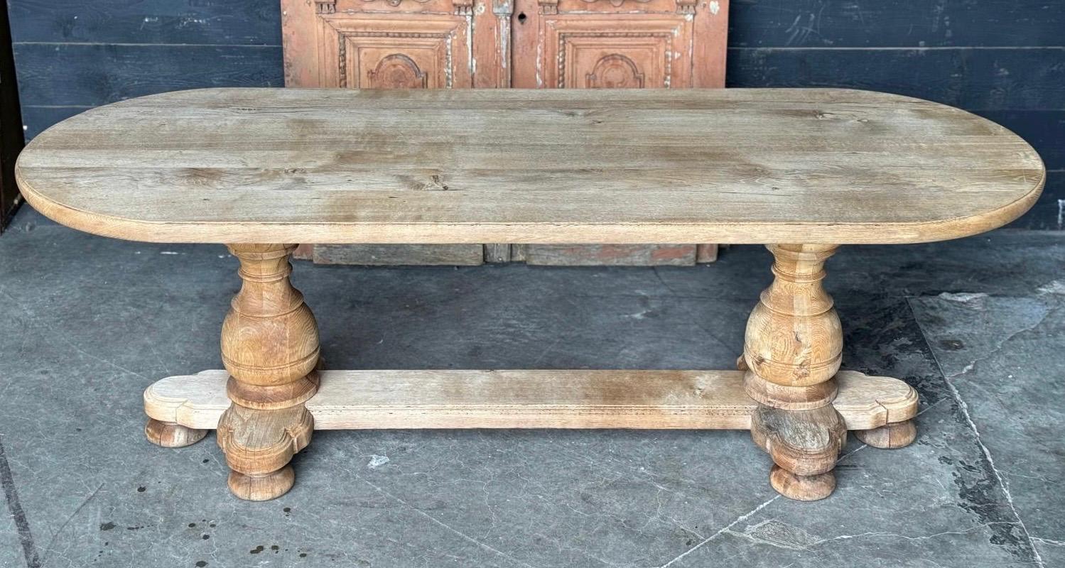 French Bleached Oak Monastery Dining Table For Sale 8