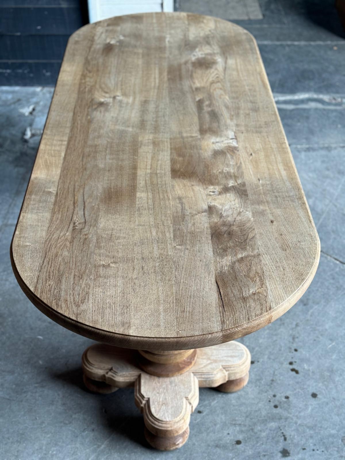 French Bleached Oak Monastery Dining Table For Sale 9