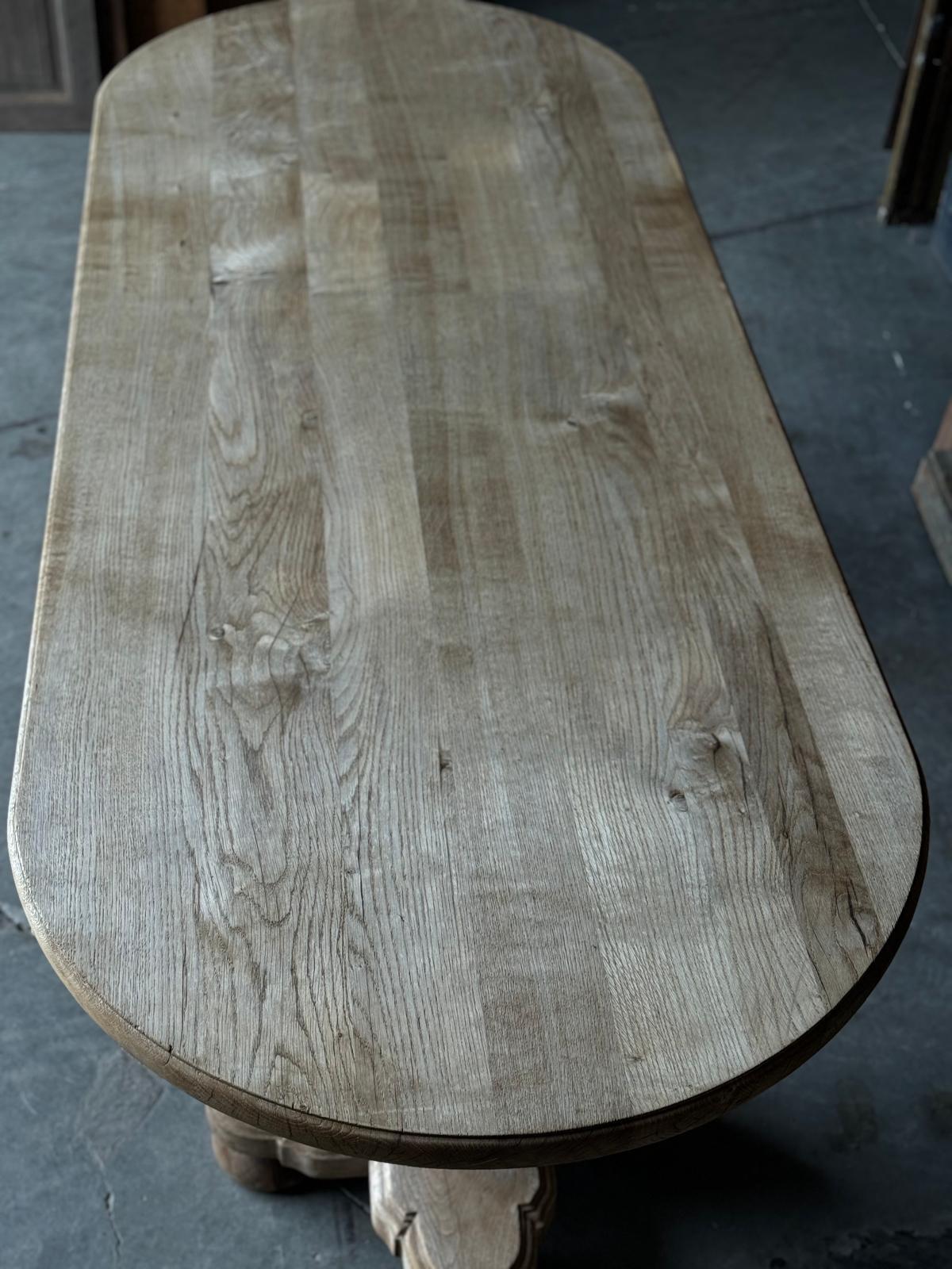 French Bleached Oak Monastery Dining Table For Sale 10