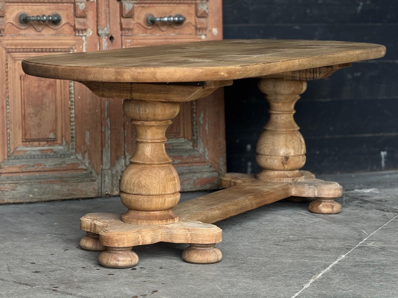 French Bleached Oak Monastery Dining Table For Sale 12