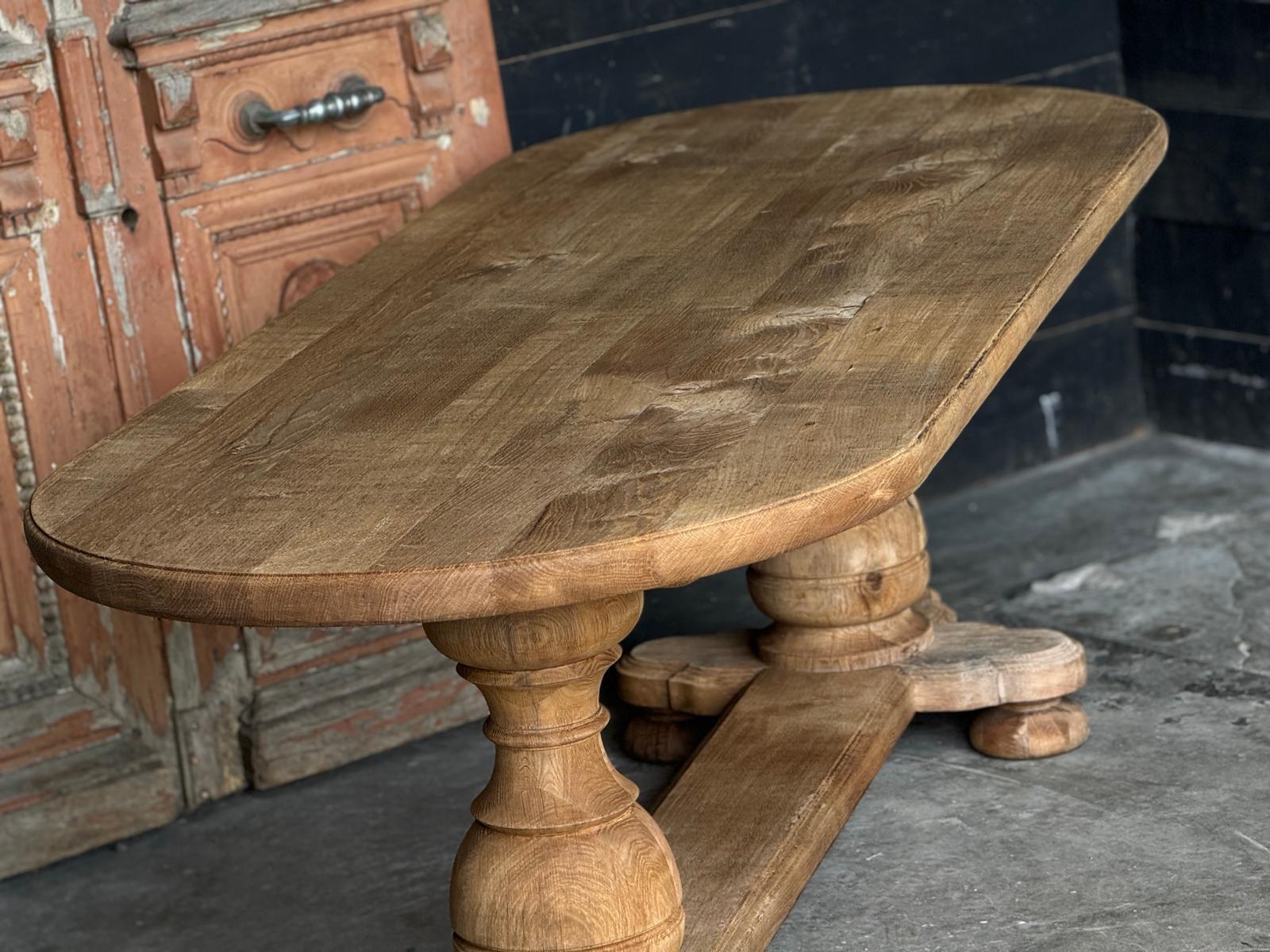 French Bleached Oak Monastery Dining Table For Sale 13