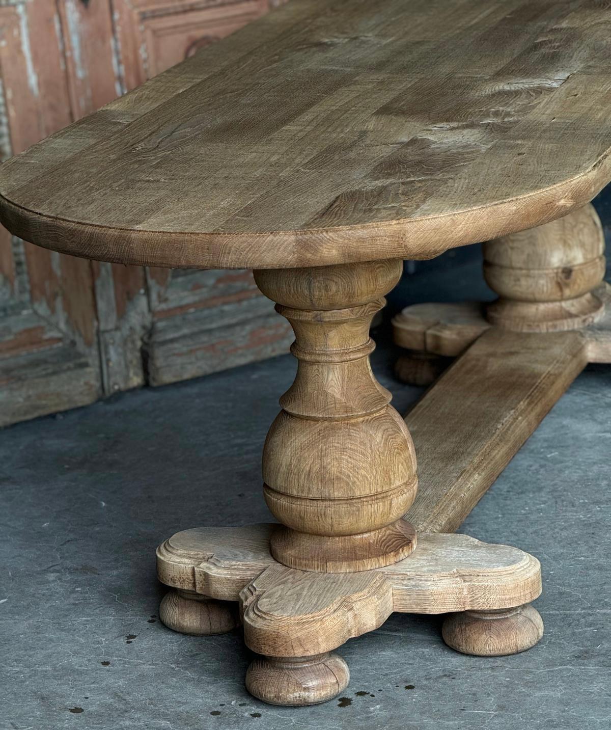 French Bleached Oak Monastery Dining Table For Sale 14