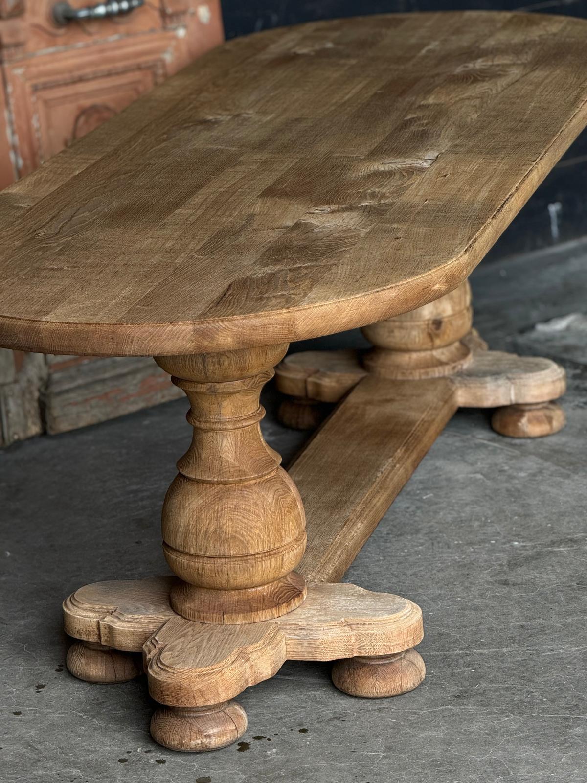 French Bleached Oak Monastery Dining Table For Sale 15