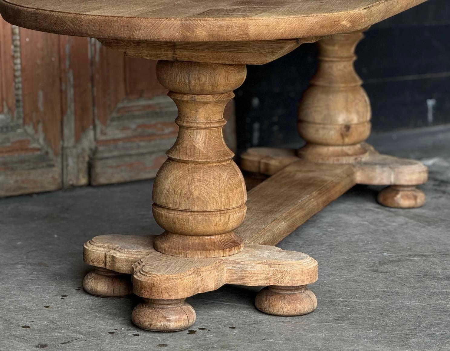 French Bleached Oak Monastery Dining Table For Sale 16