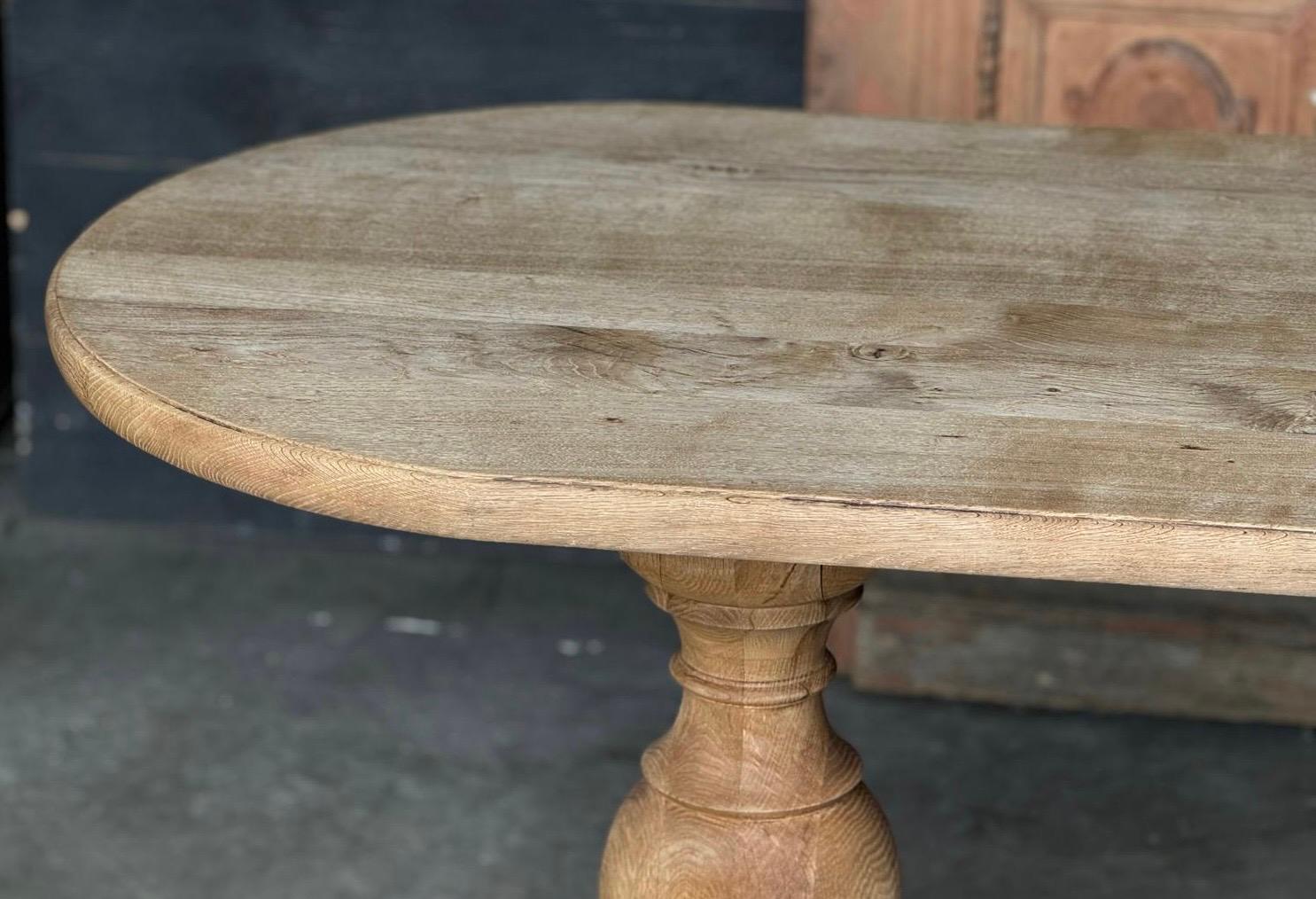 20th Century French Bleached Oak Monastery Dining Table  For Sale