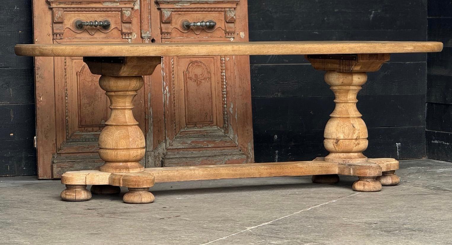 French Bleached Oak Monastery Dining Table  For Sale 2
