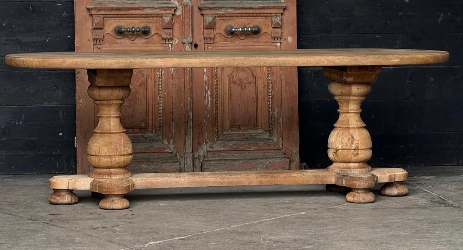 French Bleached Oak Monastery Dining Table For Sale 3