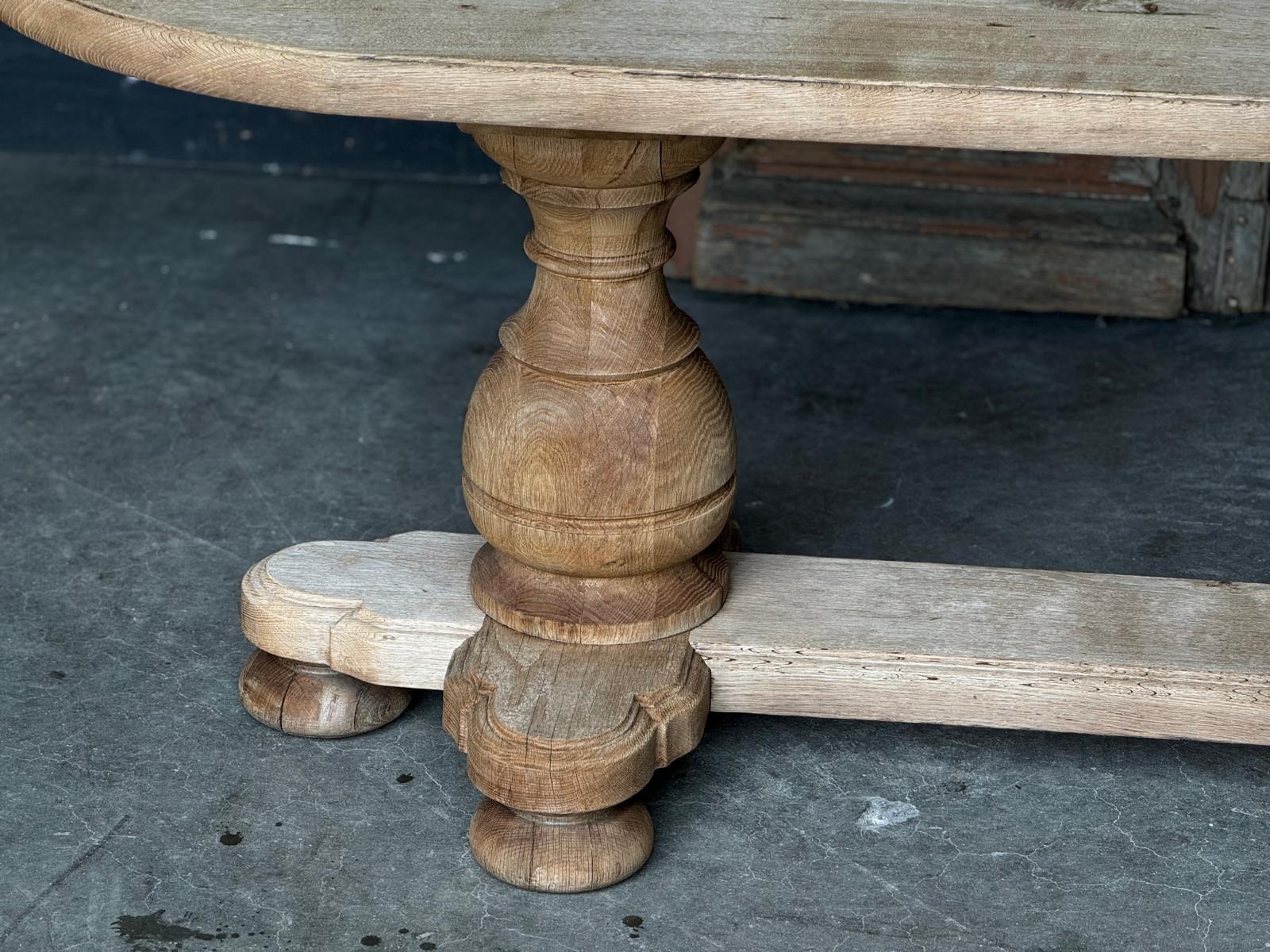 French Bleached Oak Monastery Dining Table For Sale 5