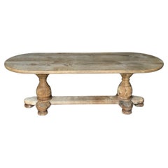 Antique French Bleached Oak Monastery Dining Table 