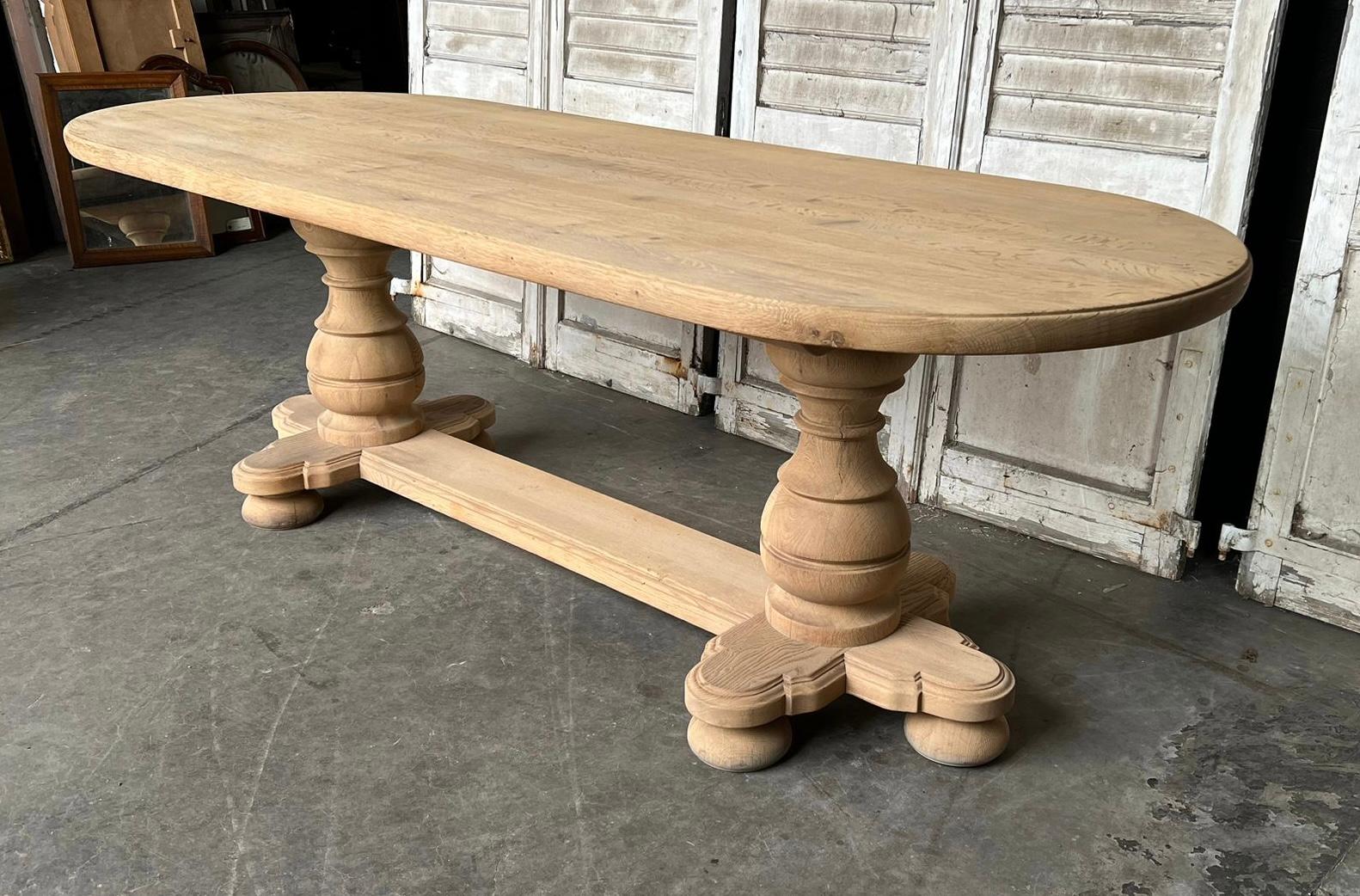 French Bleached Oak Monastery Refectory Dining Table 5