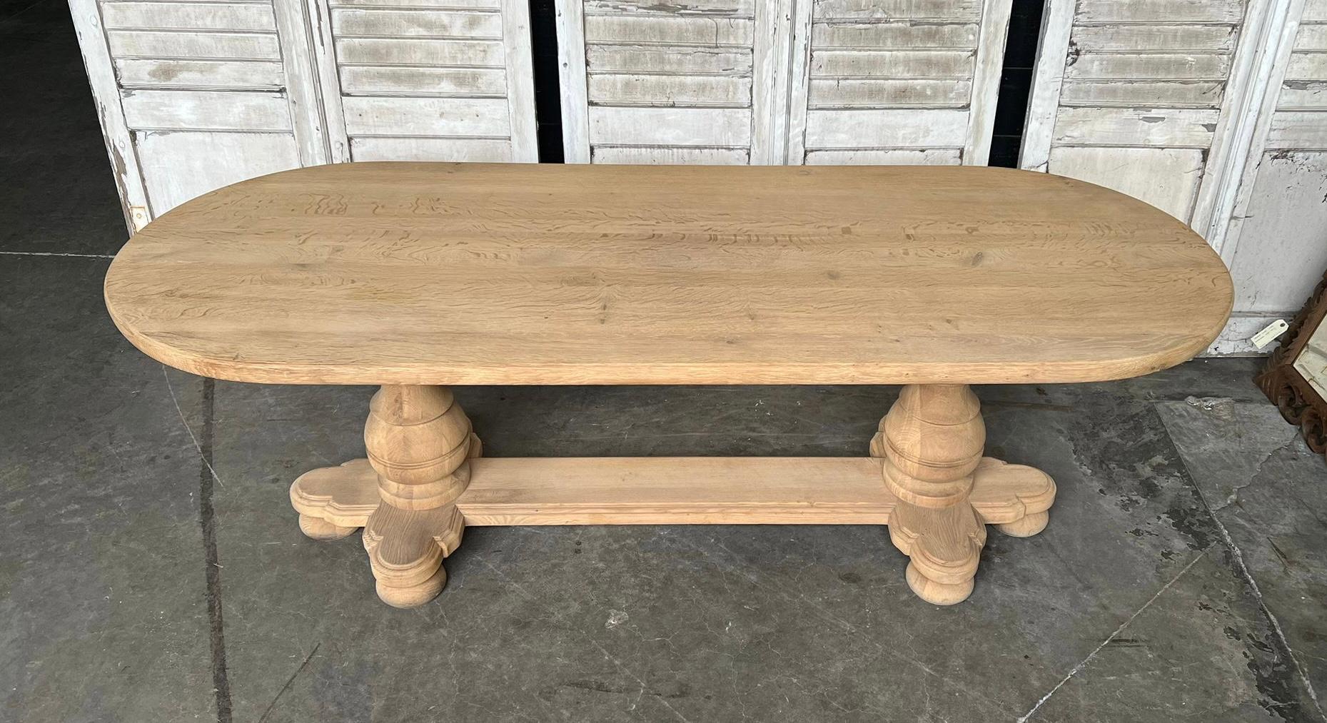 French Bleached Oak Monastery Refectory Dining Table 6