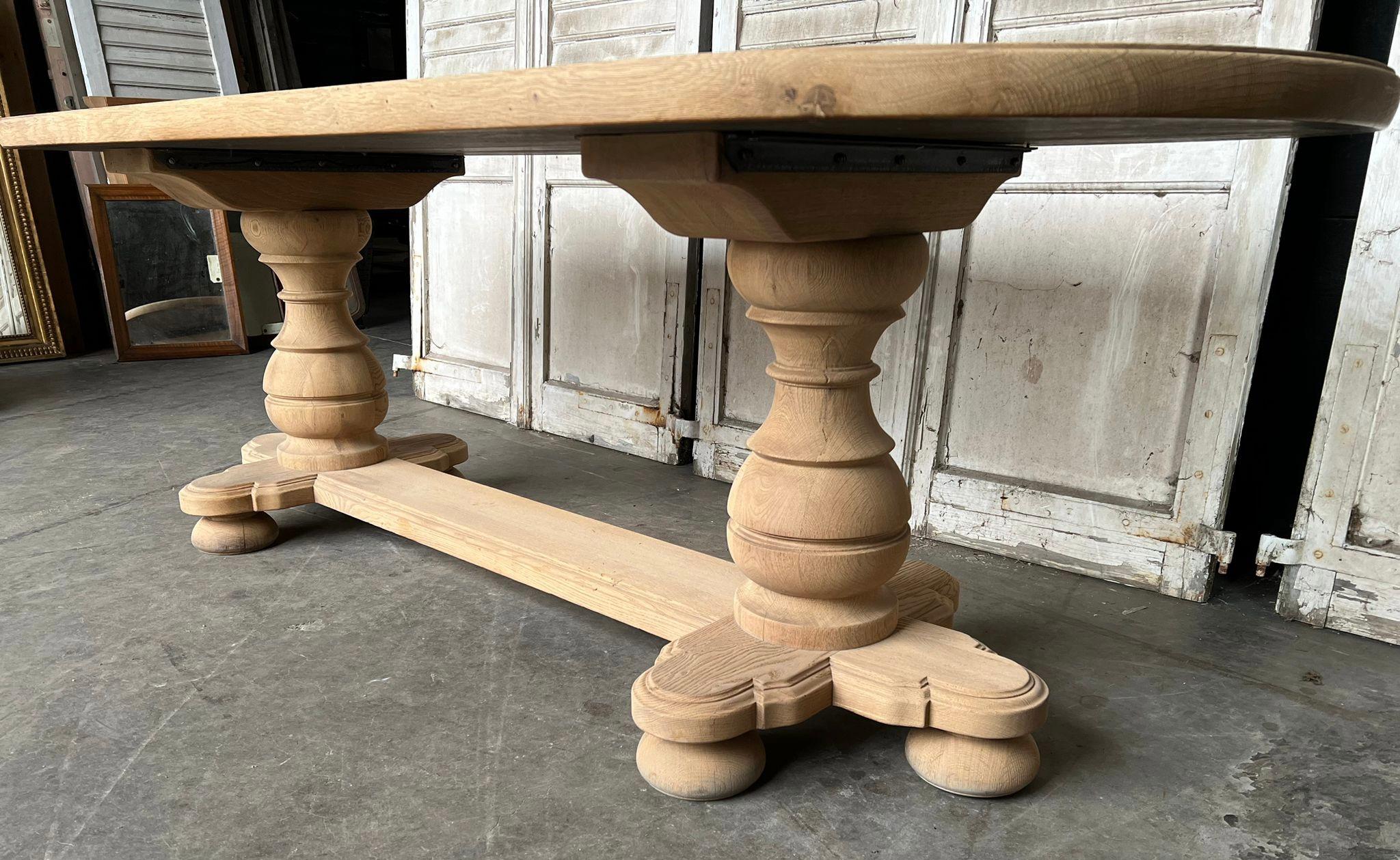 French Bleached Oak Monastery Refectory Dining Table 8