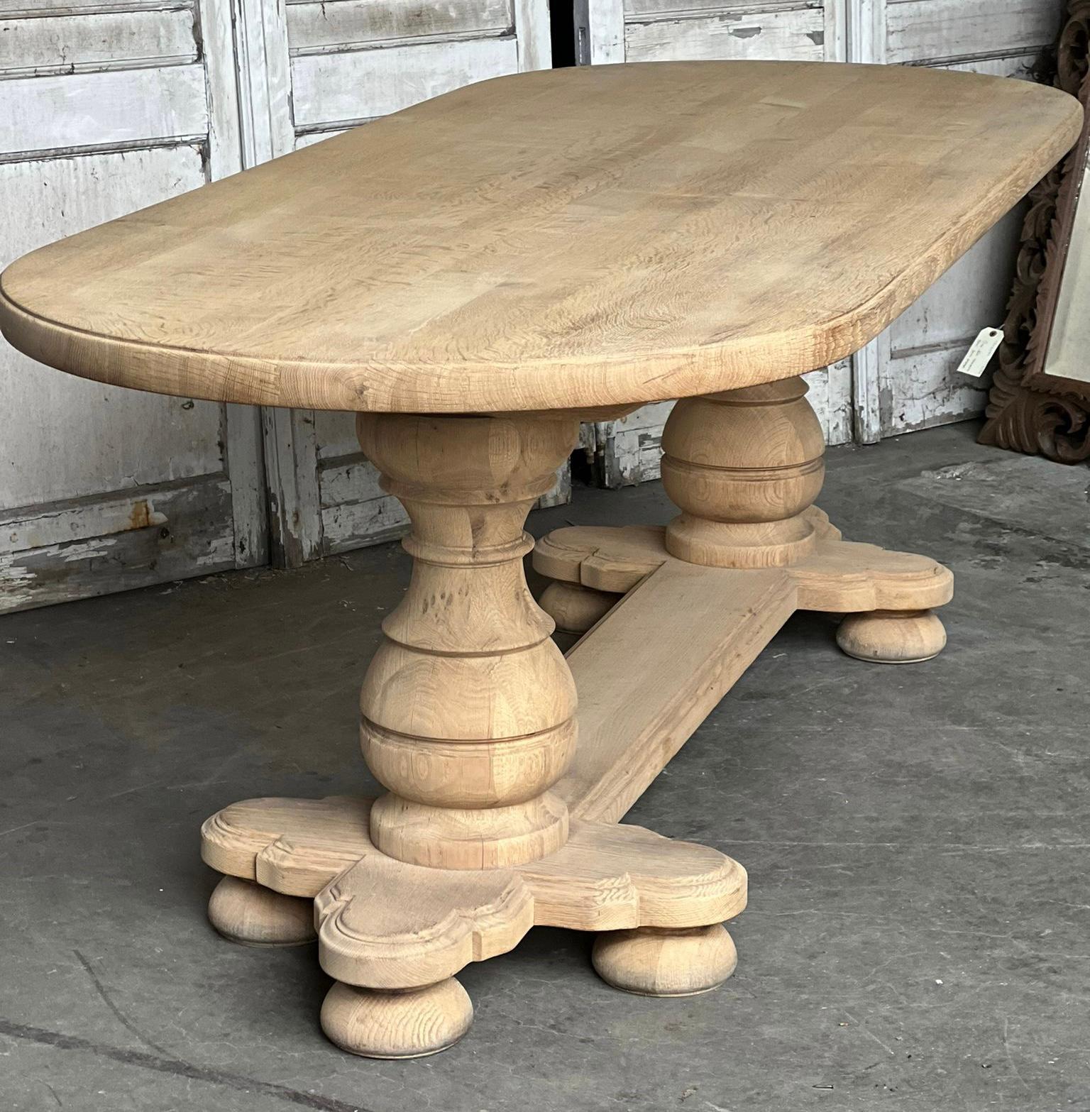 French Bleached Oak Monastery Refectory Dining Table 9