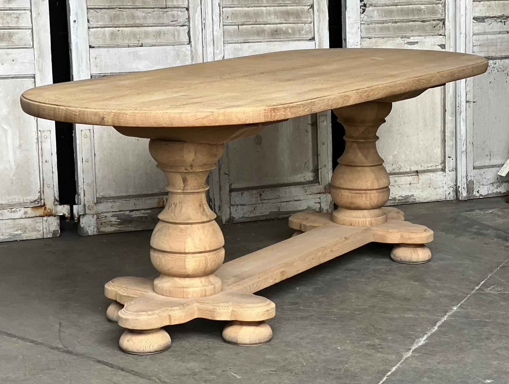 French Bleached Oak Monastery Refectory Dining Table 10