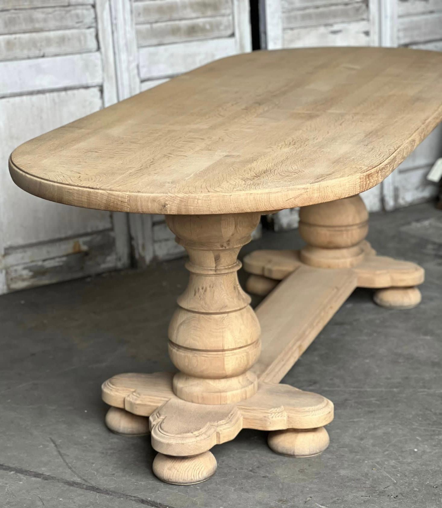 French Bleached Oak Monastery Refectory Dining Table 11