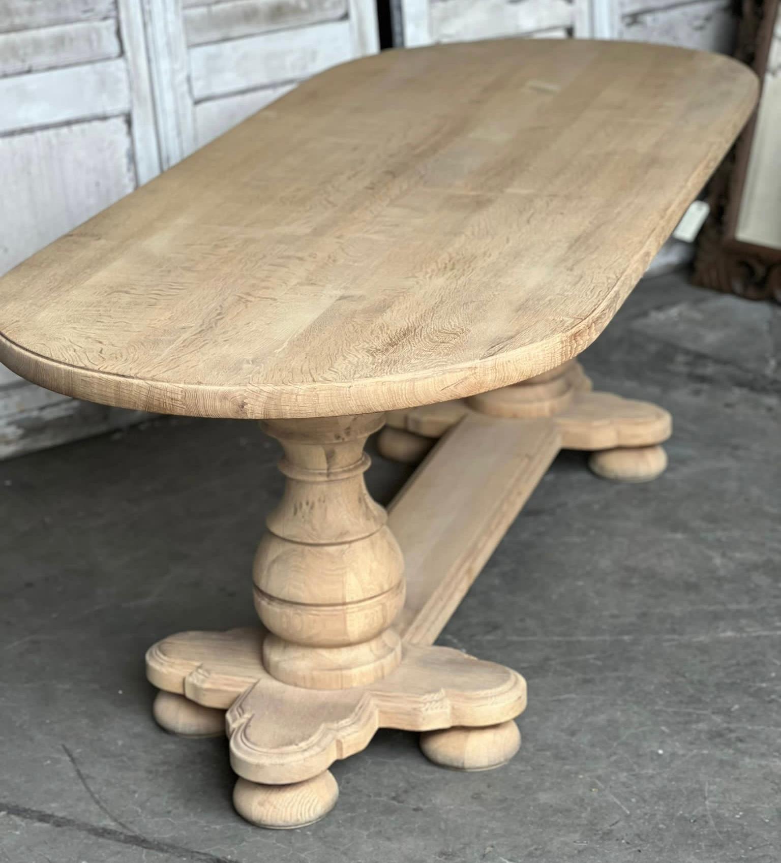 French Bleached Oak Monastery Refectory Dining Table 12