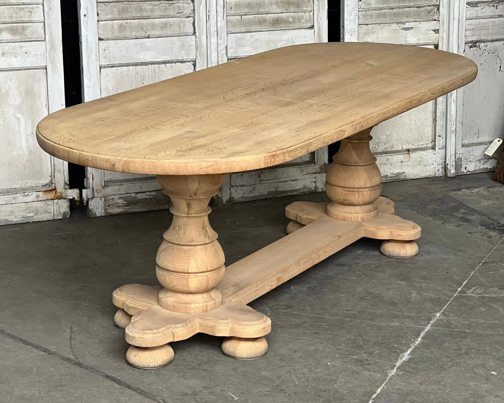 French Bleached Oak Monastery Refectory Dining Table 13