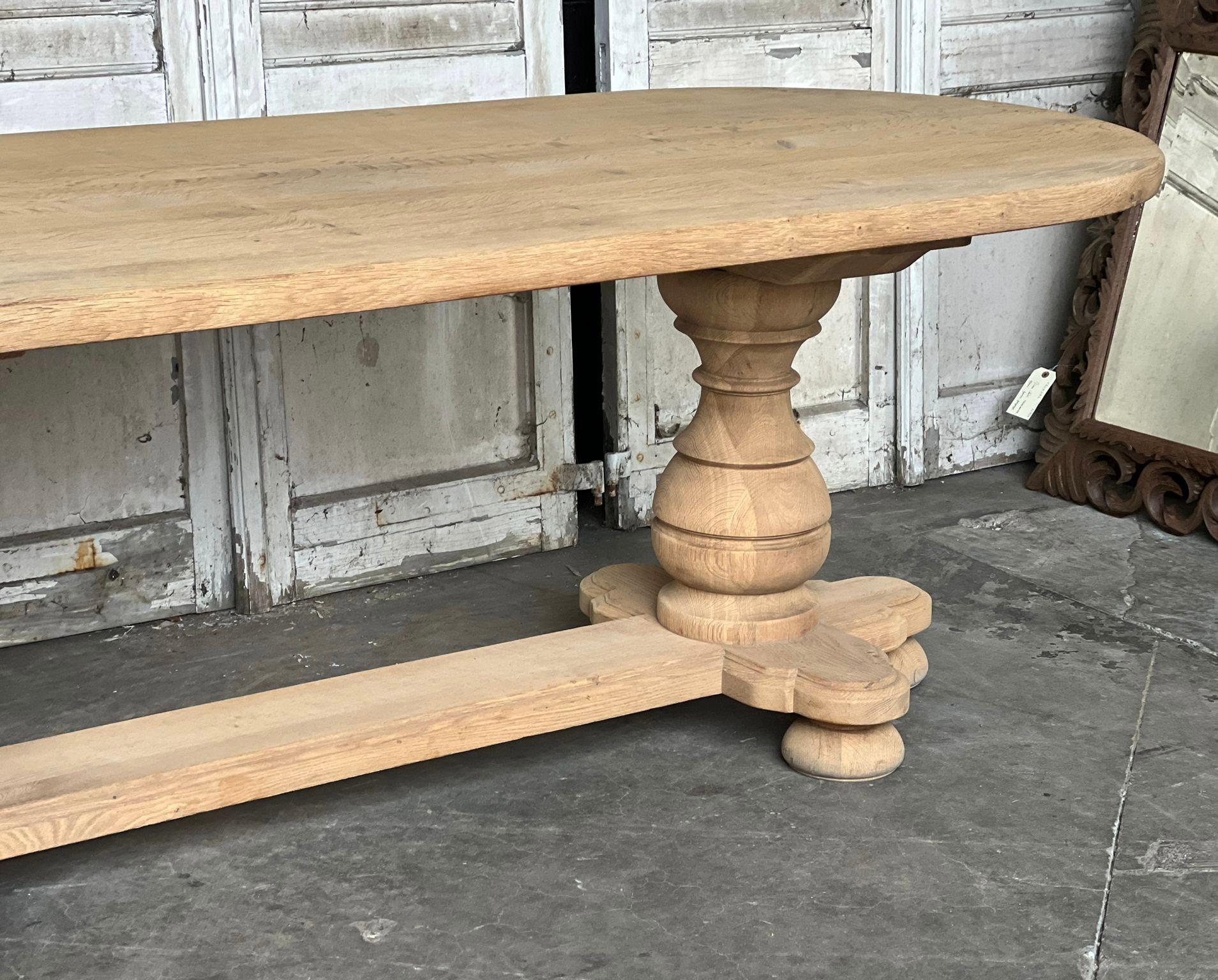 20th Century French Bleached Oak Monastery Refectory Dining Table