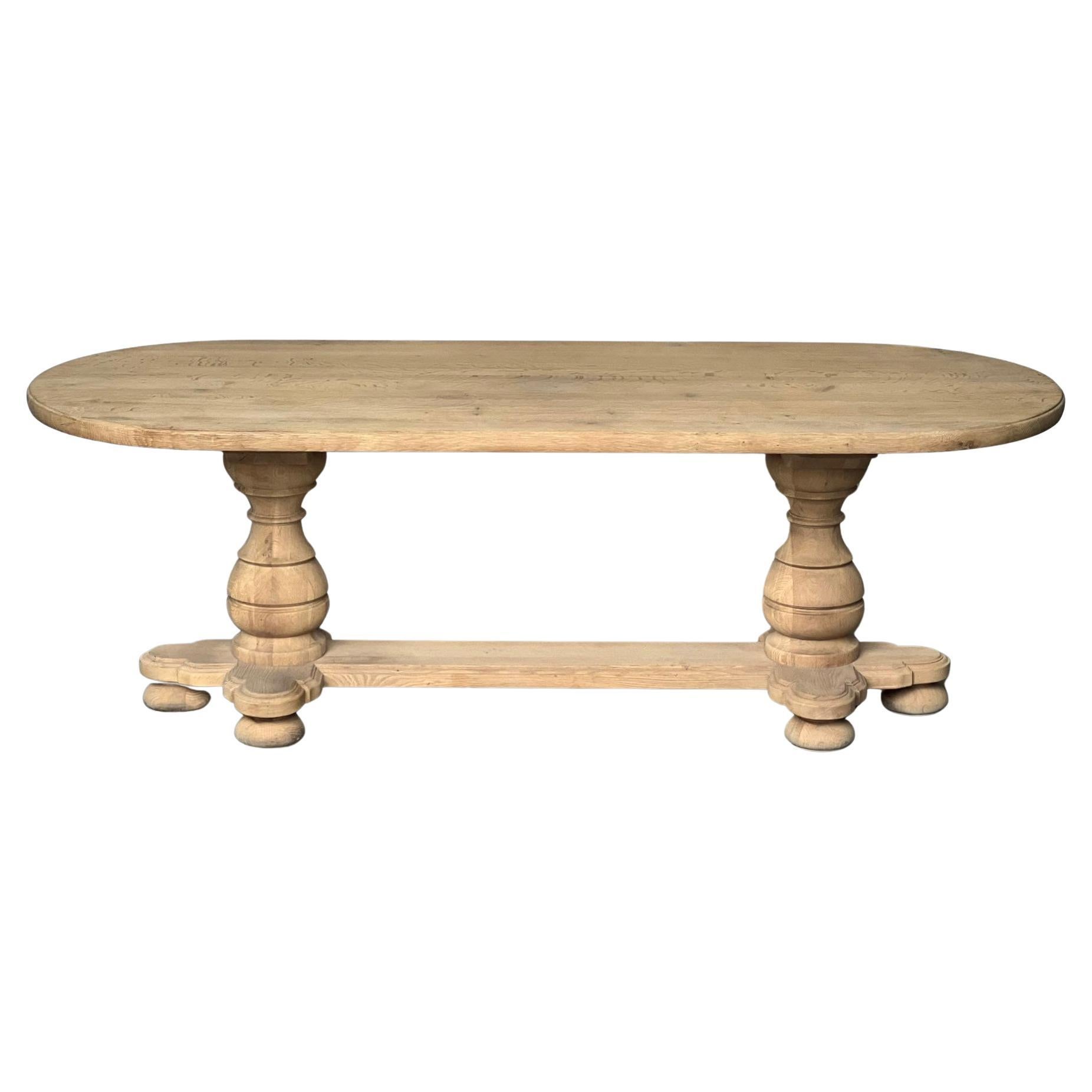 French Bleached Oak Monastery Refectory Dining Table