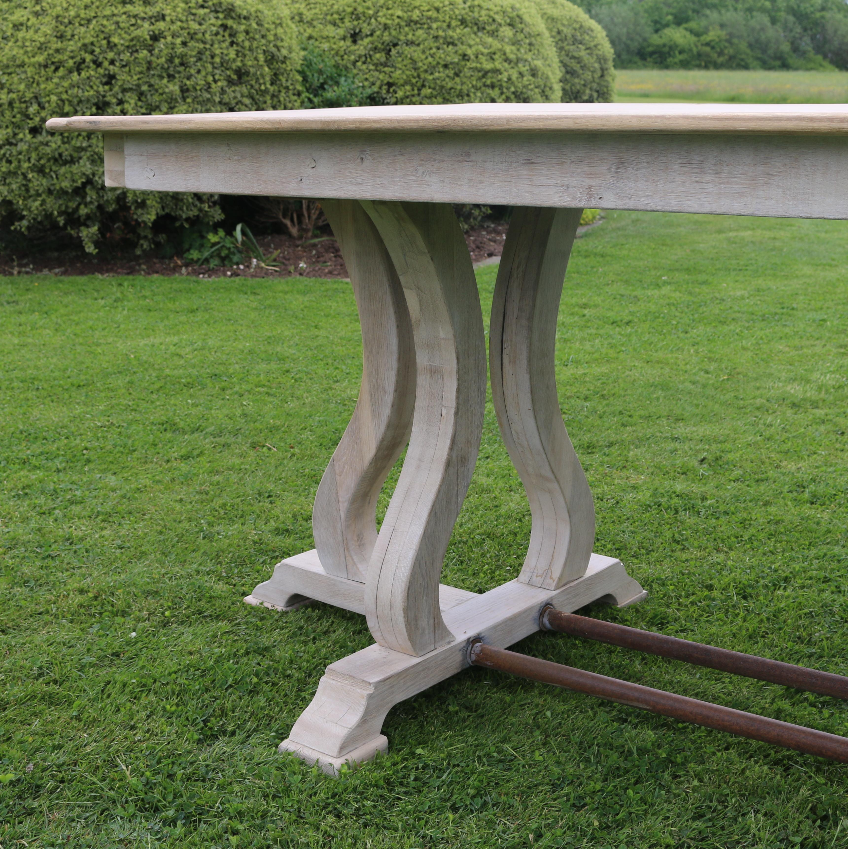 19th Century French Bleached Oak Monastery Table