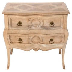 French Bleached Oak Parquet Nightstand or End Table