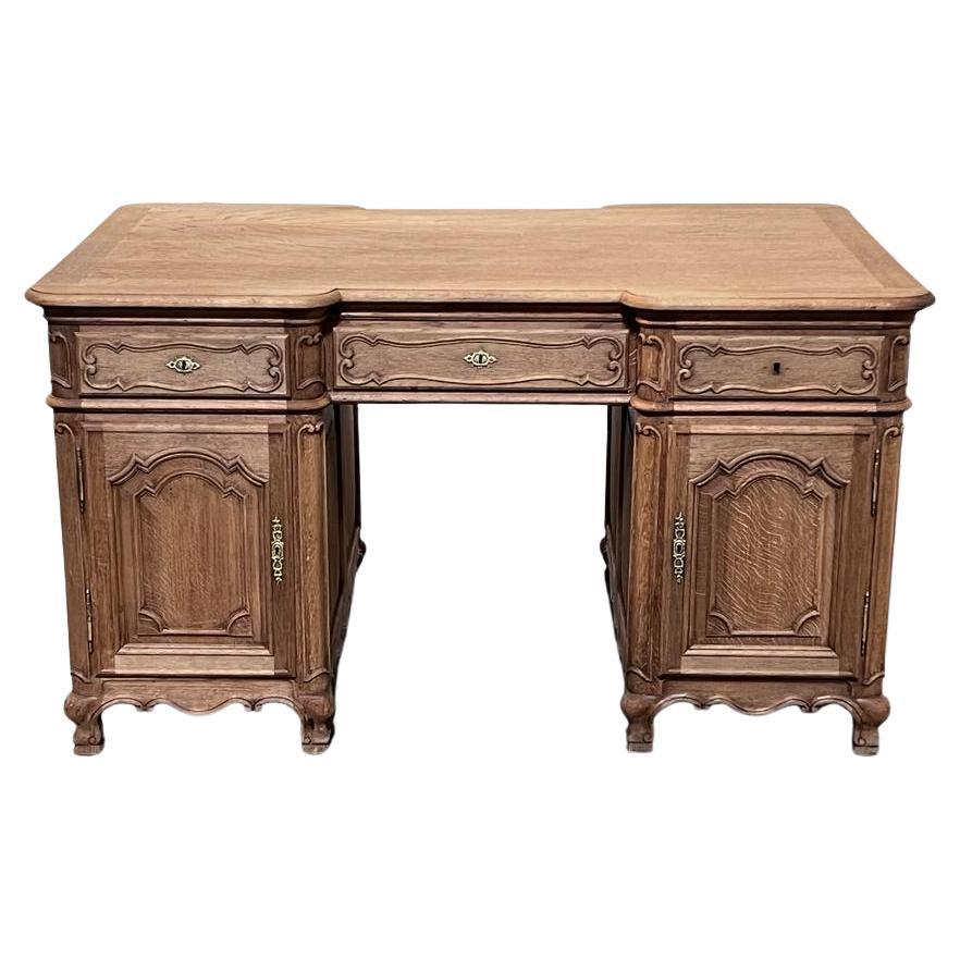 Landstrom Furniture Bleached and Limed Mahogany Six Drawer Desk at 1stDibs