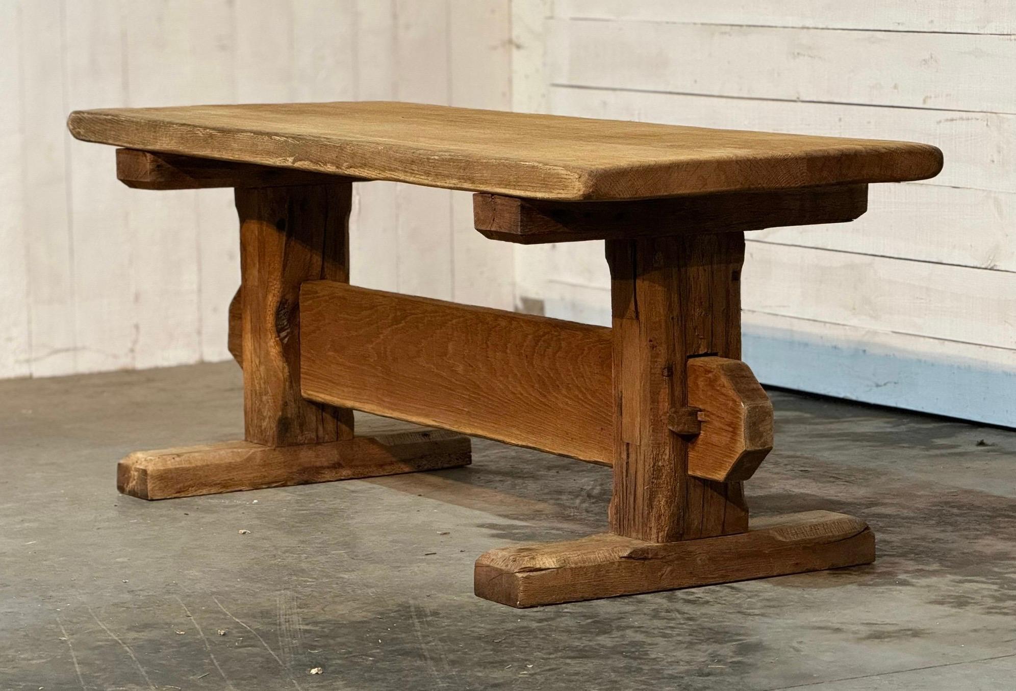 We love this Solid Oak Farmhouse Dining Table, having a great slightly rustic look. French in origin and dating to the early 1900s, of excellent quality construction this table will be around for generations to come. We have bleached it for a