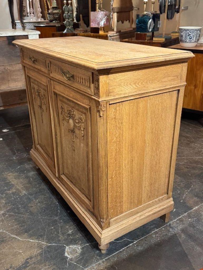 French Bleached Oak Side Cabinet In Good Condition For Sale In Dallas, TX