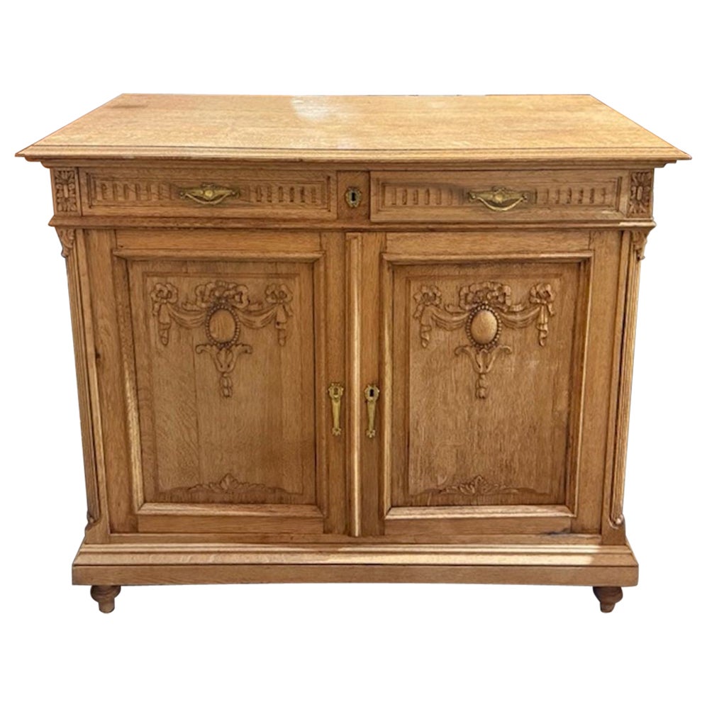 French Bleached Oak Side Cabinet For Sale