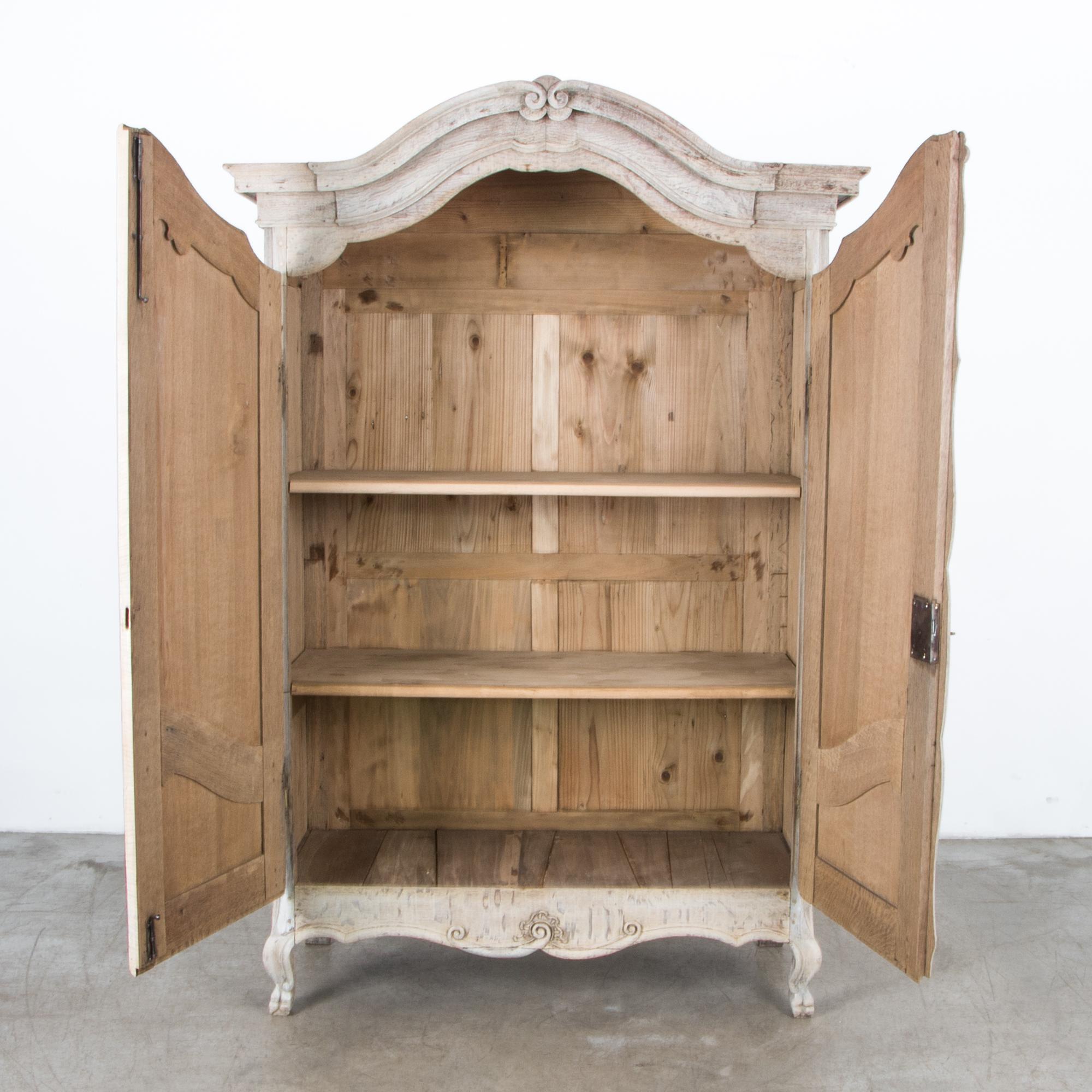 French Provincial French Bleached Oak Standing Cabinet