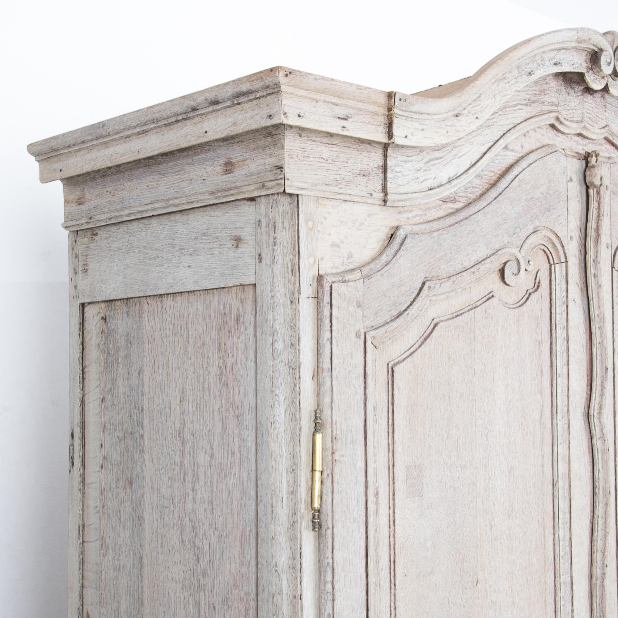 Brass French Bleached Oak Standing Cabinet