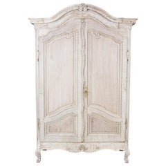 Antique French Bleached Oak Standing Cabinet