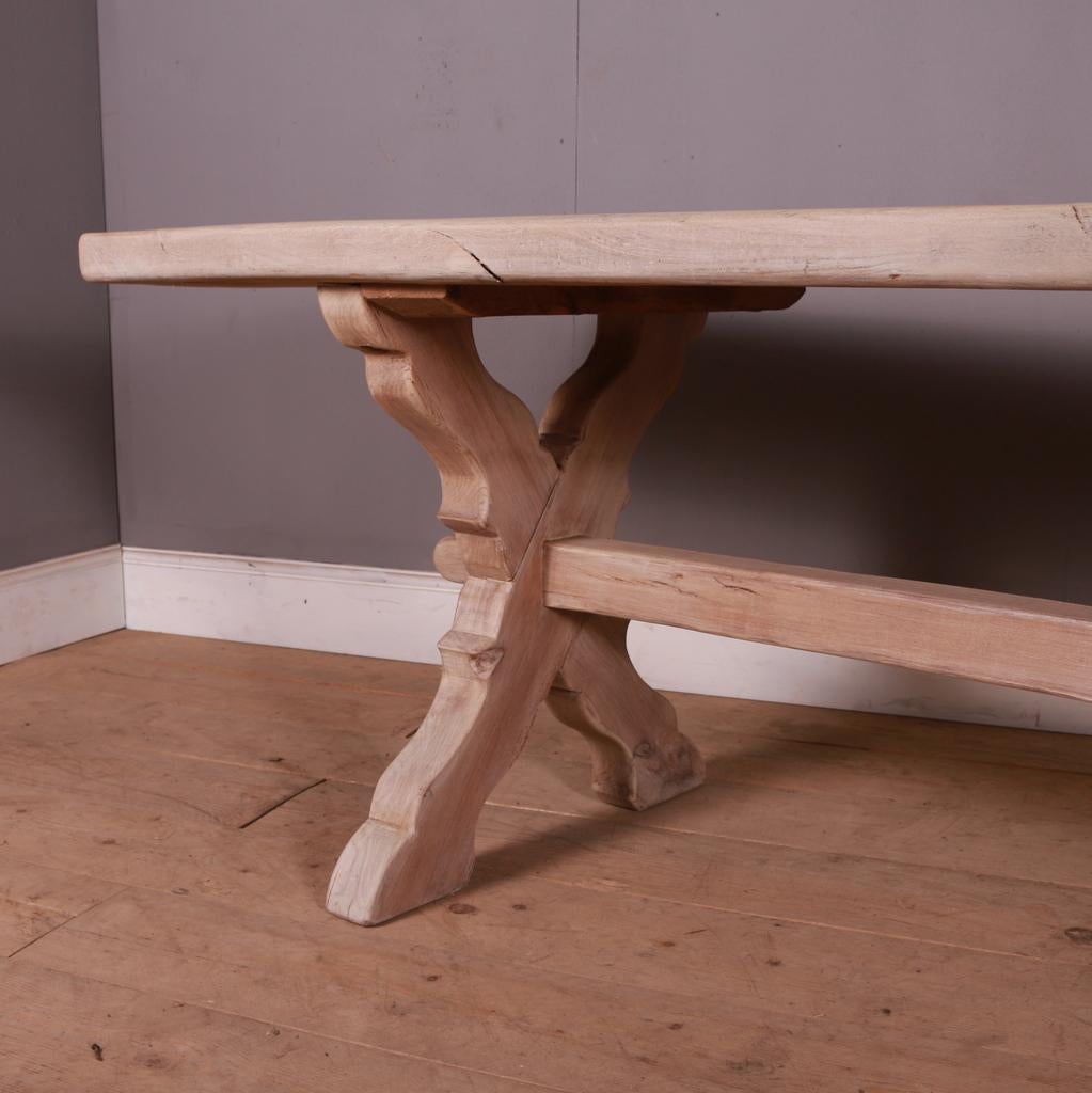 19th Century French Bleached Oak Trestle Table