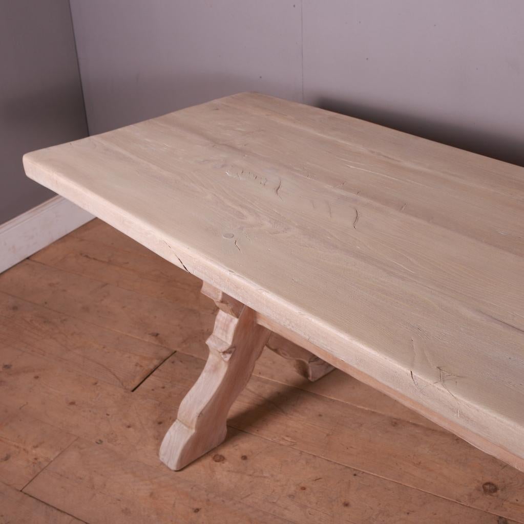 French Bleached Oak Trestle Table 1