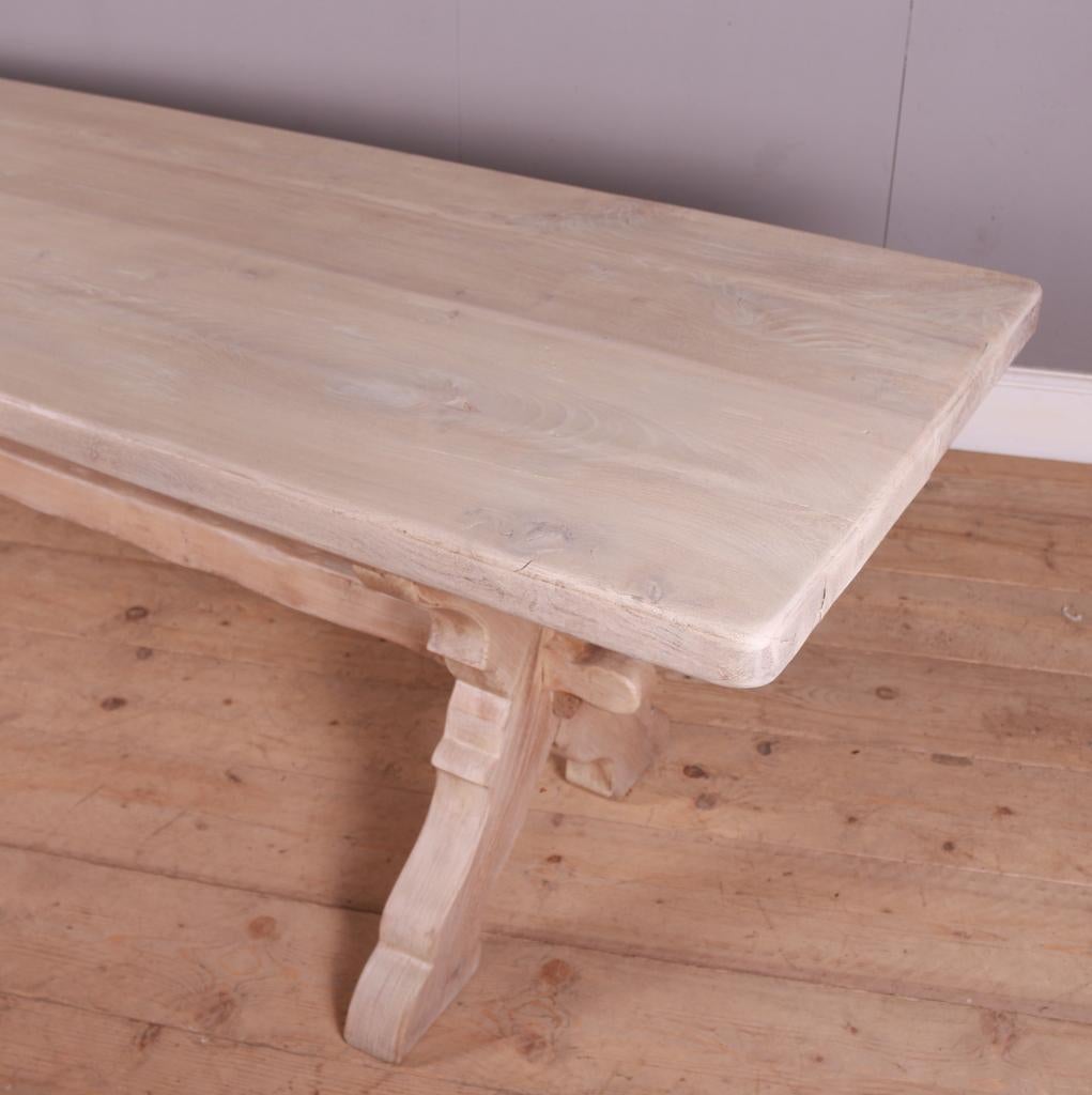 French Bleached Oak Trestle Table 2