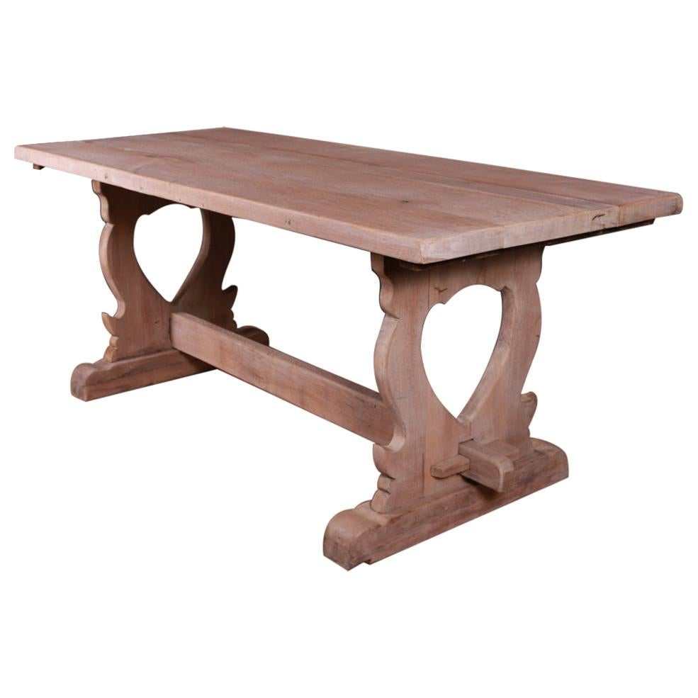 French Bleached Oak Trestle Table