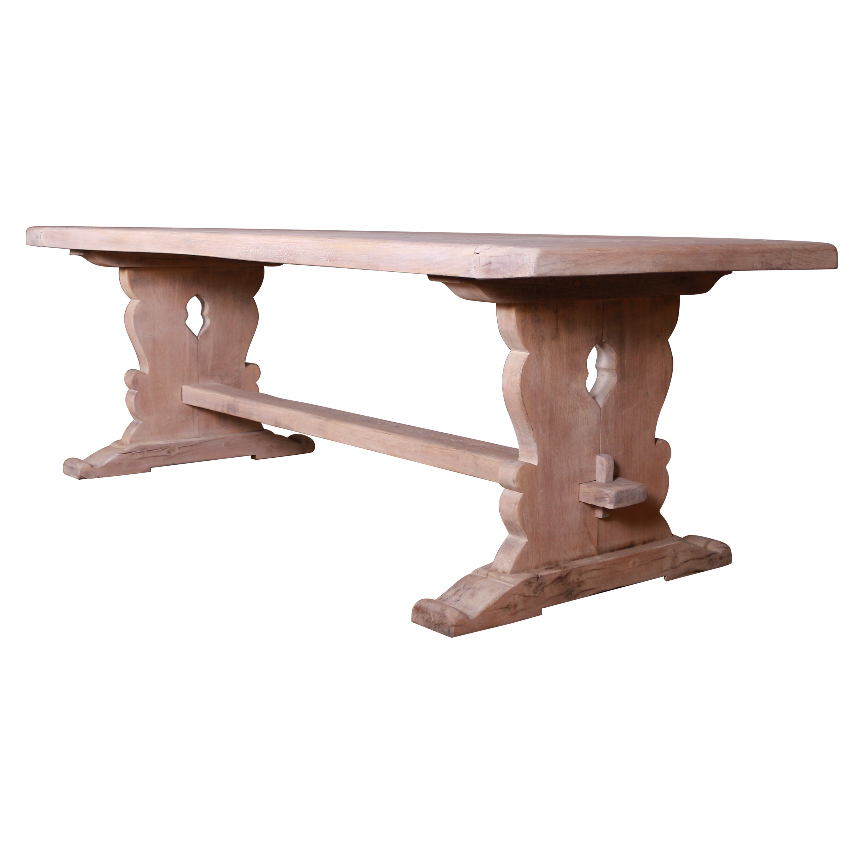 French Bleached Oak Trestle Table